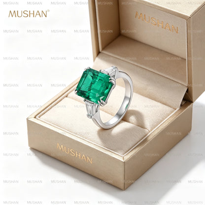 MUSHAN Custom Jewelry 925 Sterling Silver Ring Lab Red Ruby Heart Luxury Ring for Women 18K Gold Plated GRC Certificate Rings
