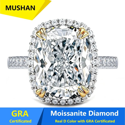 MUSHAN Luxury Jewelry 925 Sterling Silver Ring Band Women GRA Certificated Moissanite Diamond Emerald D Color Rings Fine Jewelry