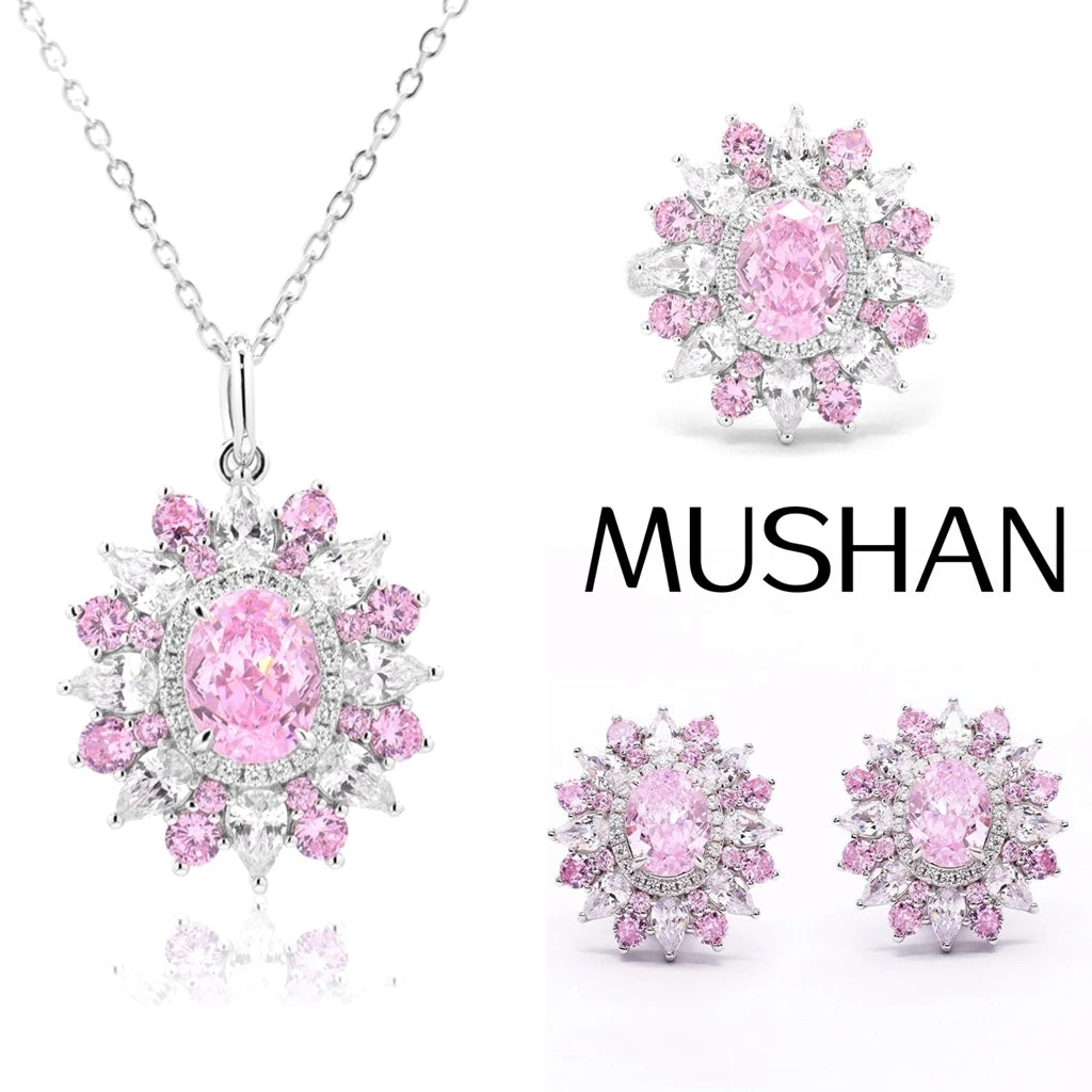 MuShan Jewelry 925 Sterling Silver Glamorous Necklaces 7A Cubic Zirconia Women Engagement Anniversary Her Set of clothes