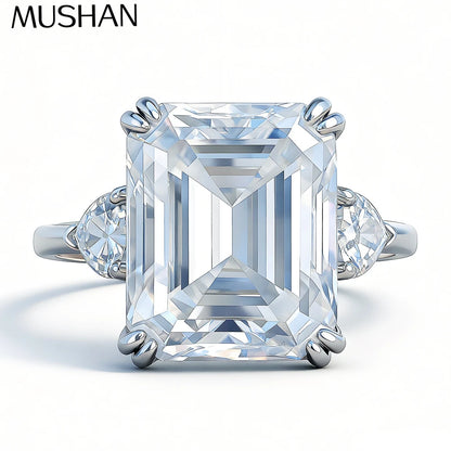 Bague en argent sterling 925 de la marque MuShan, anneau tendance avec moissanite VVS pour petite amie, plaqué or véritable 18 carats, bagues brevetées MST