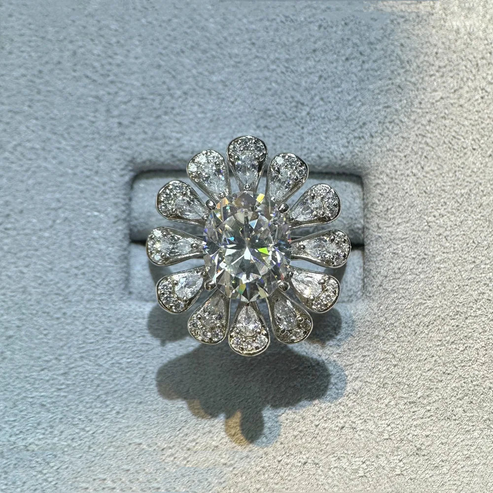 Anillo de compromiso de plata de ley 925 marca MuShan con diamante de moissanita, color D, VVS1, para mujer, joyería fina con patente MST