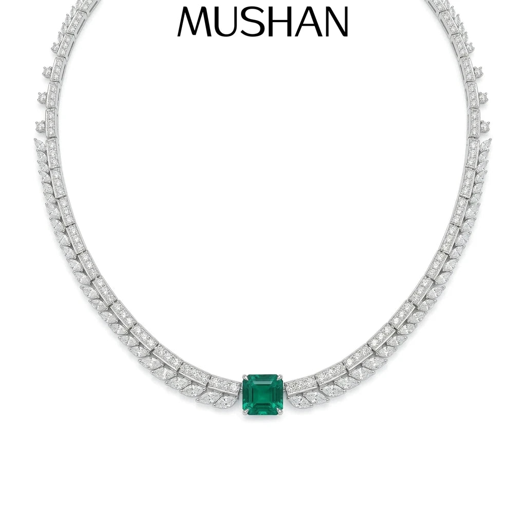 MuShan Jewelry 925 Sterling Silver Necklace Fine HCD Gemstones HCD Diamond Precious 925 Sterling Silver Necklace Accessories
