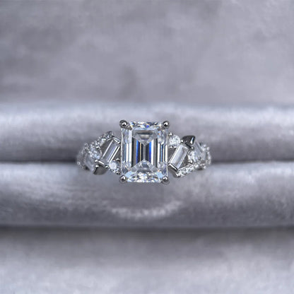 Anillo de lujo MuShan de plata de ley 925, anillo de lujo con diamante de moissanita para mujer, baño de oro real de 18K, anillos finos con patente MST