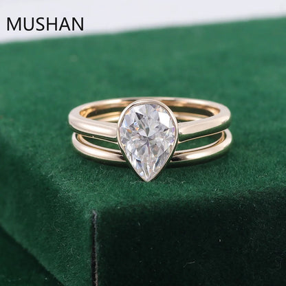 MUSHAN Luxury Custom 14K 18K Gold Rings Band Jewelry With Moissanite Diamond Lab Grown Gemstones Diamond Wedding Ring For Women