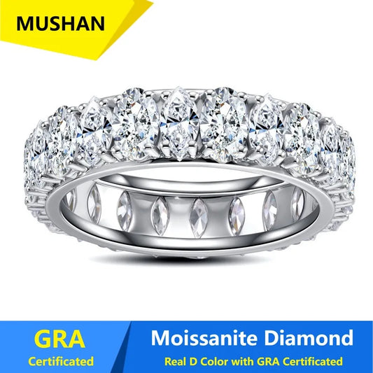 MUSHAN Luxury Jewelry 925 Sterling Silver Ring Band Women GRA Certificated Moissanite Diamond Emerald D Color Rings Fine Jewelry