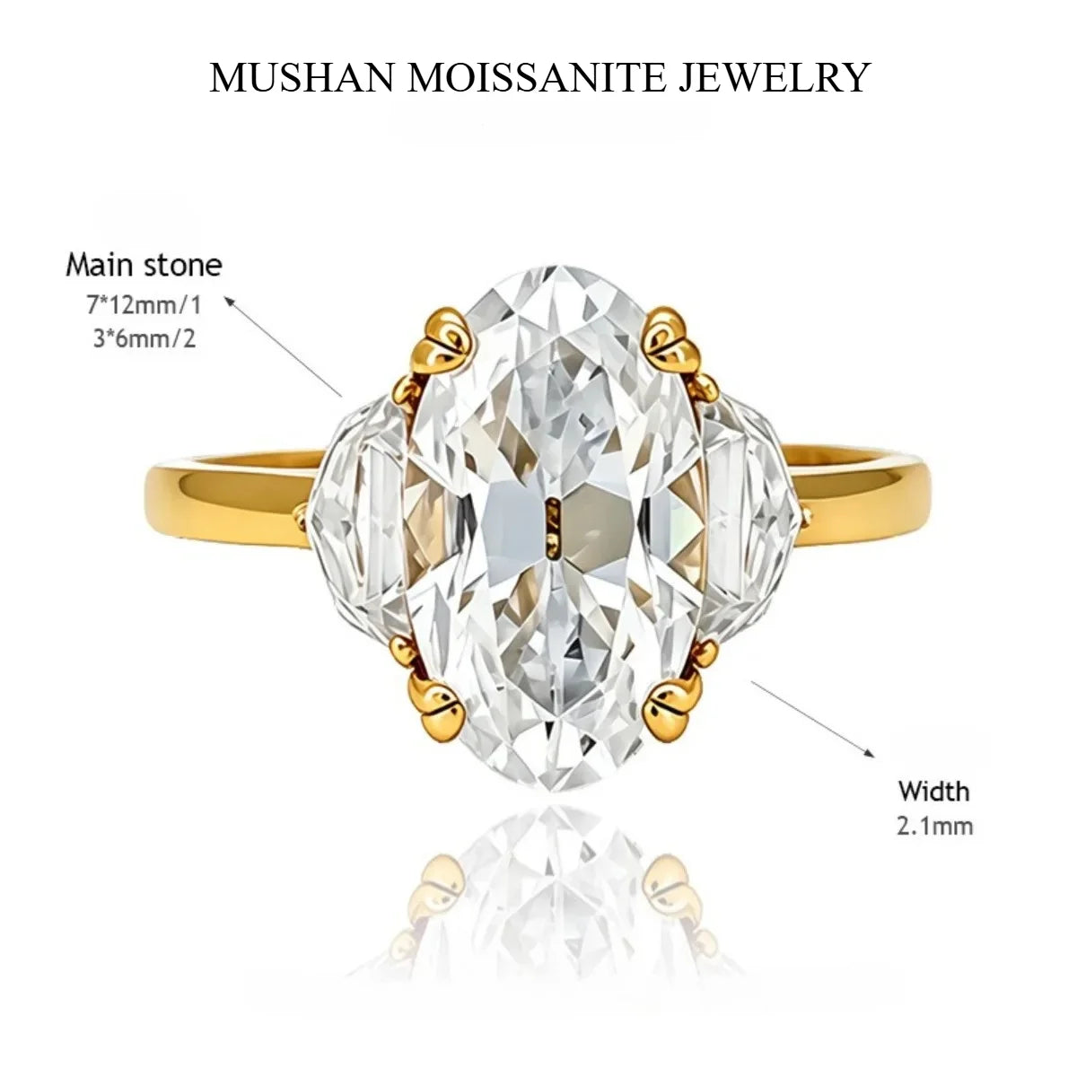 MUSHAN Luxury Jewelry 925 Sterling Silver Ring Band Women GRA 4.8ct Moissanite Diamond Emerald D Color Rings Fine Jewelry