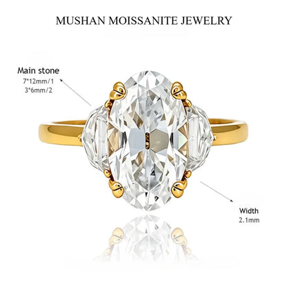 MUSHAN Luxury Jewelry 925 Sterling Silver Ring Band Women GRA 4.8ct Moissanite Diamond Emerald D Color Rings Fine Jewelry