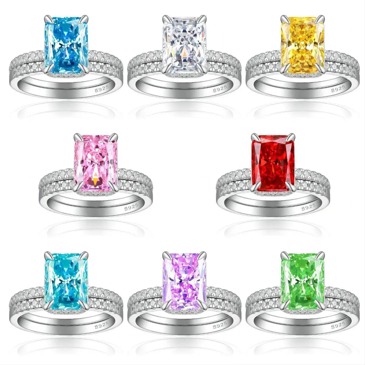 MuShan Luxury Jewelry 925 Sterling Silver Ring Cubic Zirconia 7A Oval Romantic for Her Rhodium Plated Fine Jewelry Rings