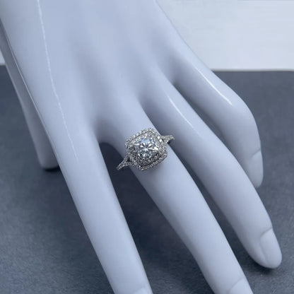 Anillo de lujo MUSHAN de plata de ley 925 para mujer, anillo con diamante de moissanita, certificado GRA, color D, esmeralda, joyería fina