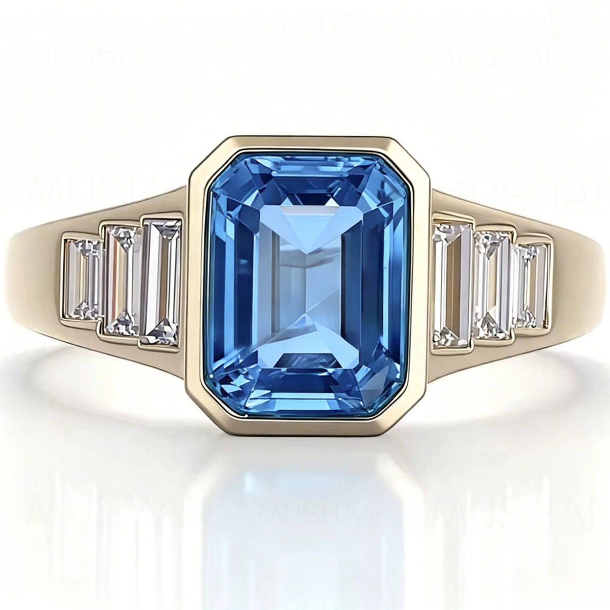 MUSHAN Bespoke Jewelry 3ct Lab Grown Ruby Emerald Ring Band 10K 14K 18K Gold Jewelry Sapphire Rings For Women Wedding Jewelry
