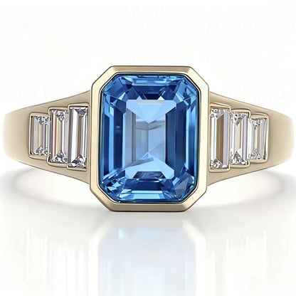 MUSHAN Bespoke Jewelry 3ct Lab Grown Ruby Emerald Ring Band 10K 14K 18K Gold Jewelry Sapphire Rings For Women Wedding Jewelry