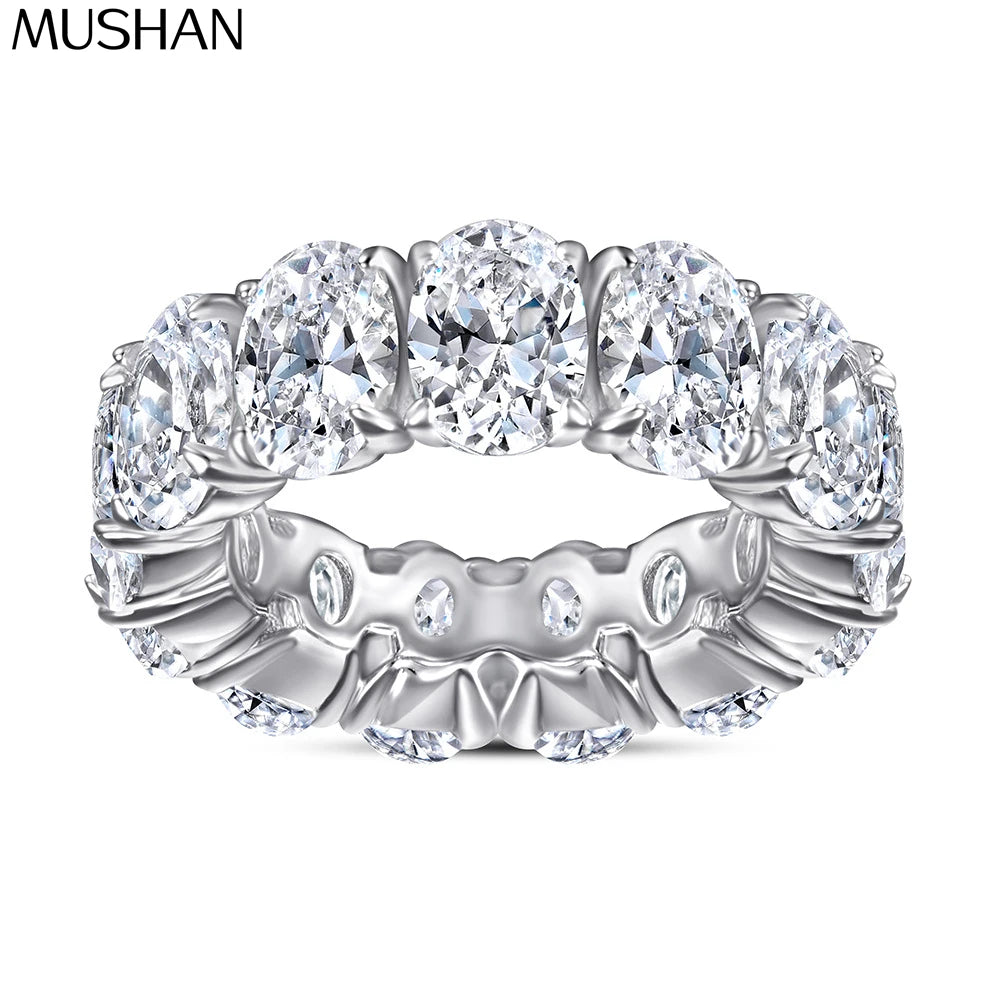 MuShan Jewelry 925 Sterling Silver Rings Bands Engagement Ring 7A Cubic Zirconia Timeless Anniversary Rings Bands  Women Gift