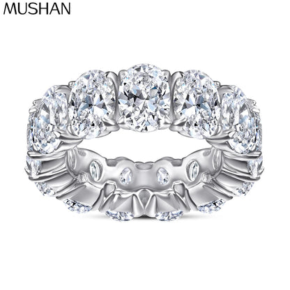 MuShan Jewelry 925 Sterling Silver Rings Bands Engagement Ring 7A Cubic Zirconia Timeless Anniversary Rings Bands  Women Gift