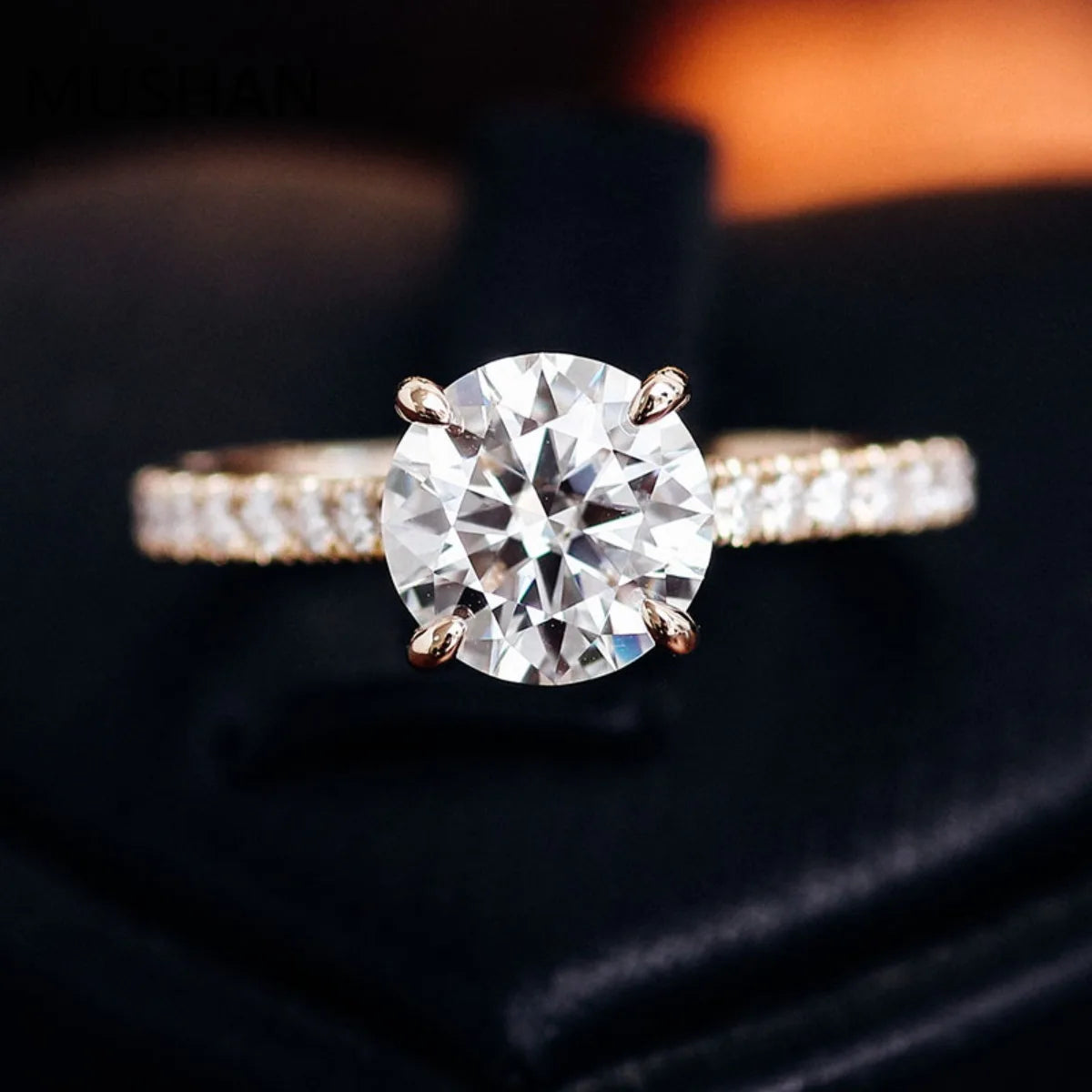 MUSHAN Luxury Custom 14K 18K Gold Rings Band Jewelry With Moissanite Diamond Lab Grown Gemstones Diamond Wedding Ring For Women