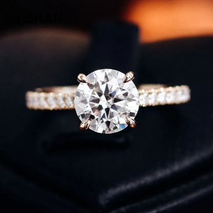 MUSHAN Luxury Custom 14K 18K Gold Rings Band Jewelry With Moissanite Diamond Lab Grown Gemstones Diamond Wedding Ring For Women