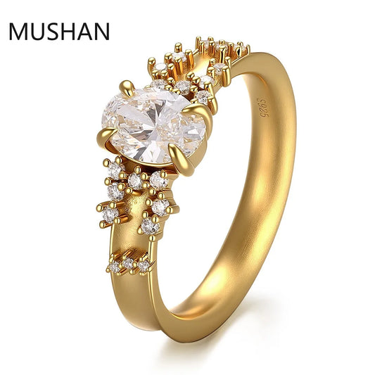 MUSHAN Luxury Custom 14K 18K Gold Rings Band Jewelry With Moissanite Diamond Lab Grown Gemstones Diamond Wedding Ring For Women
