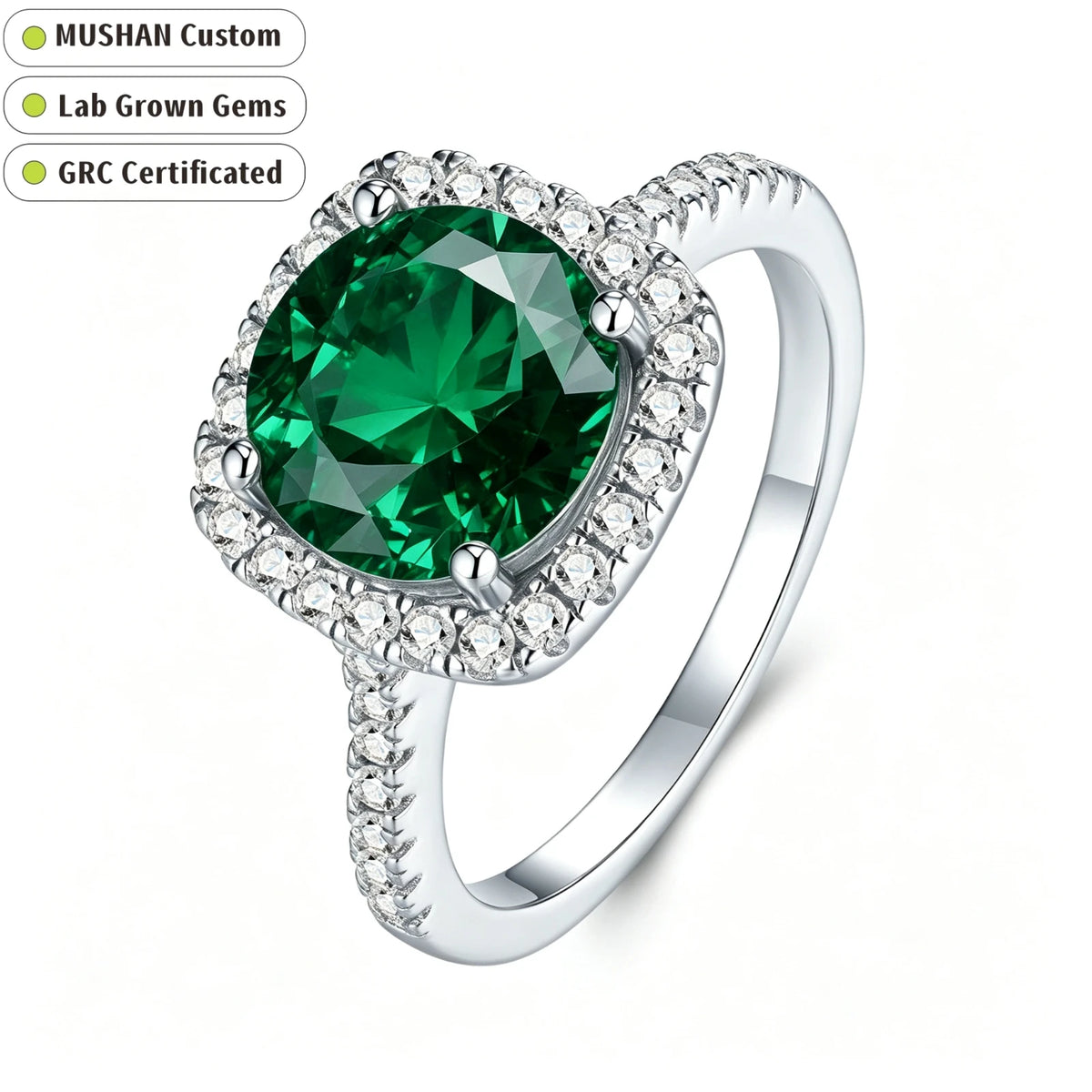 MUSHAN Custom Jewelry 2ct Lab Grown Gemstones Ruby Emerald Sapphire Fashion Rings Jewelry 925 Sterling Silver Women Ring