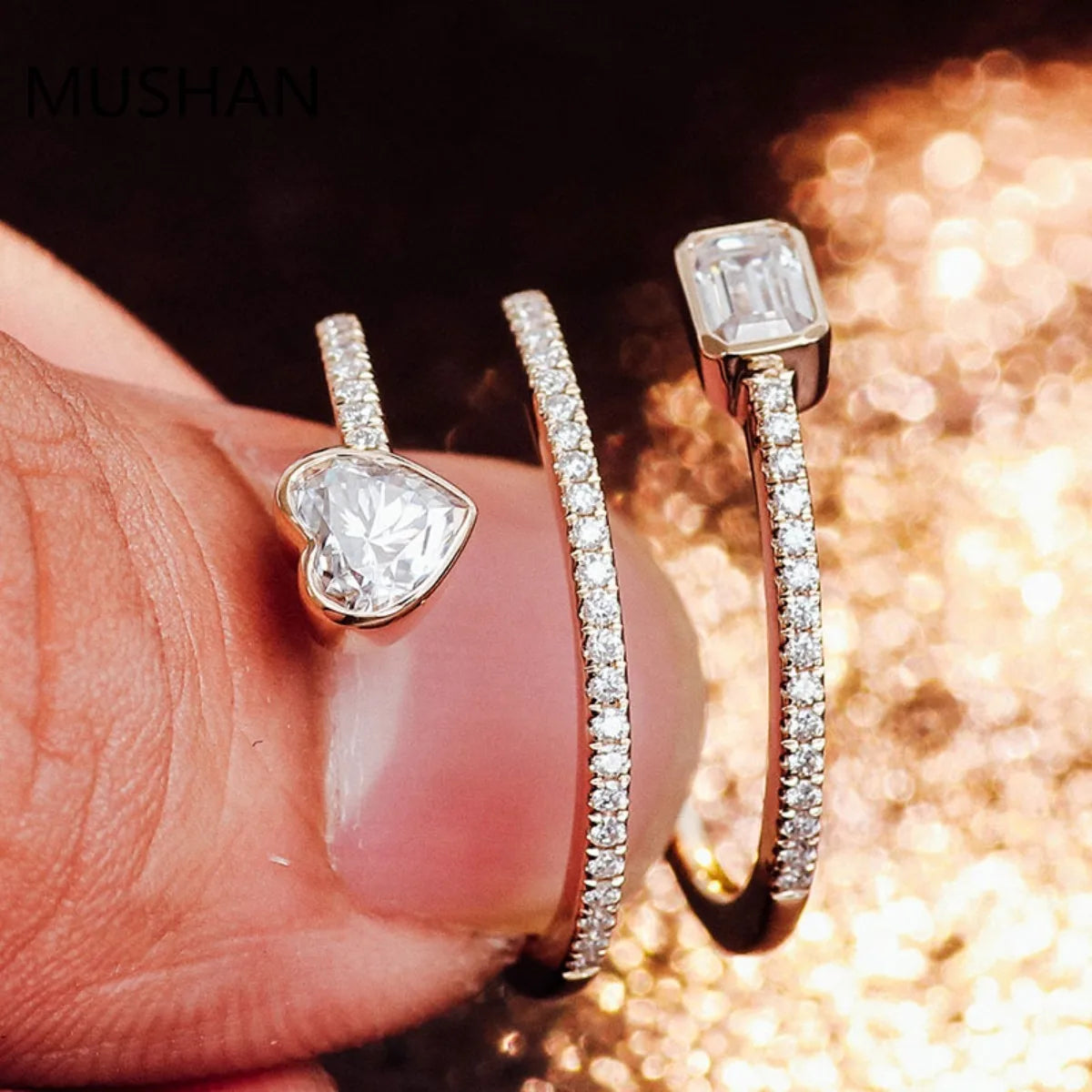 MUSHAN Luxury Custom 14K 18K Gold Rings Band Jewelry With Moissanite Diamond Lab Grown Gemstones Diamond Wedding Ring For Women