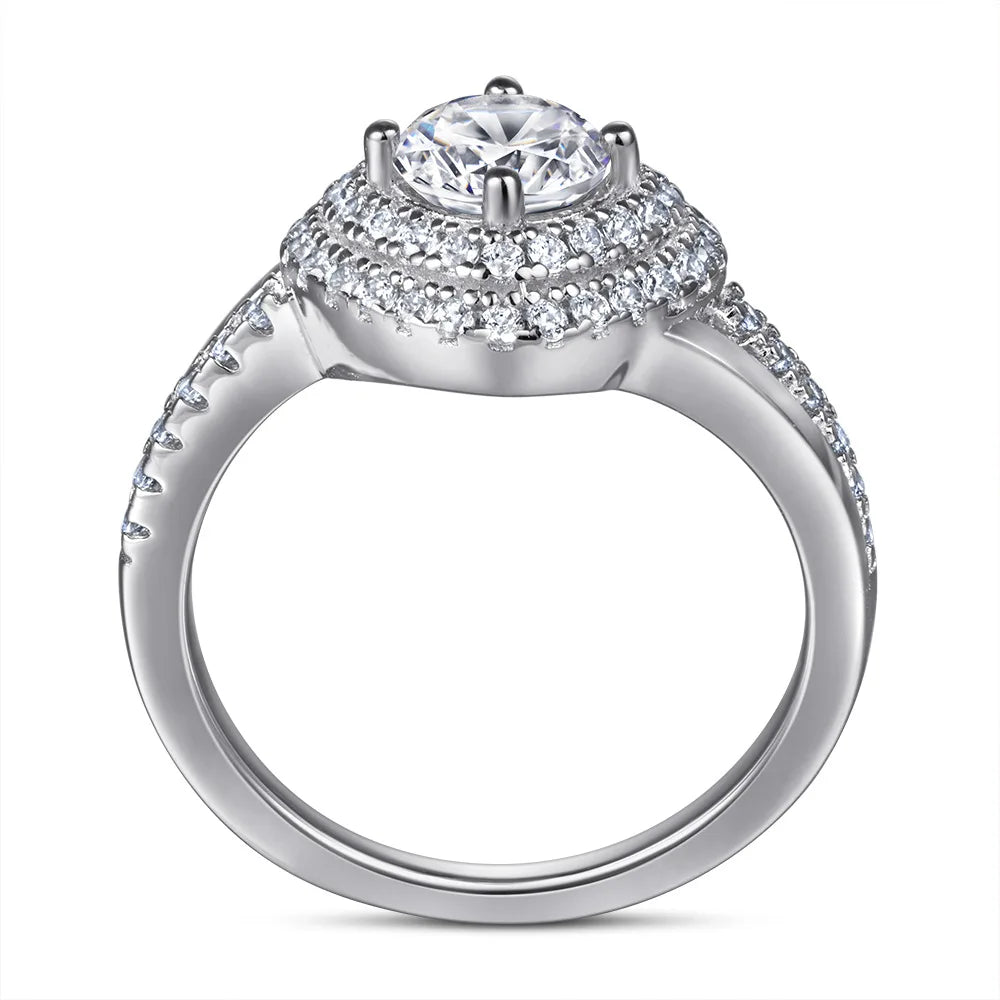 MuShan Jewelry 925 Sterling Silver Rings Bands Fashion Ring 7A Cubic Zirconia  Women Rings Bands Anniversary  Women Gift