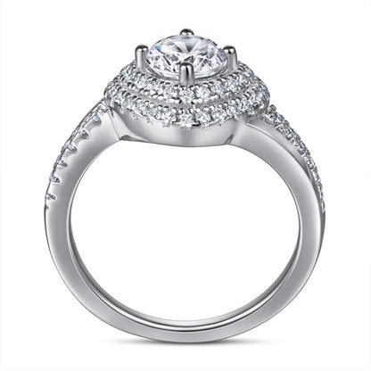 MuShan Jewelry 925 Sterling Silver Rings Bands Fashion Ring 7A Cubic Zirconia  Women Rings Bands Anniversary  Women Gift
