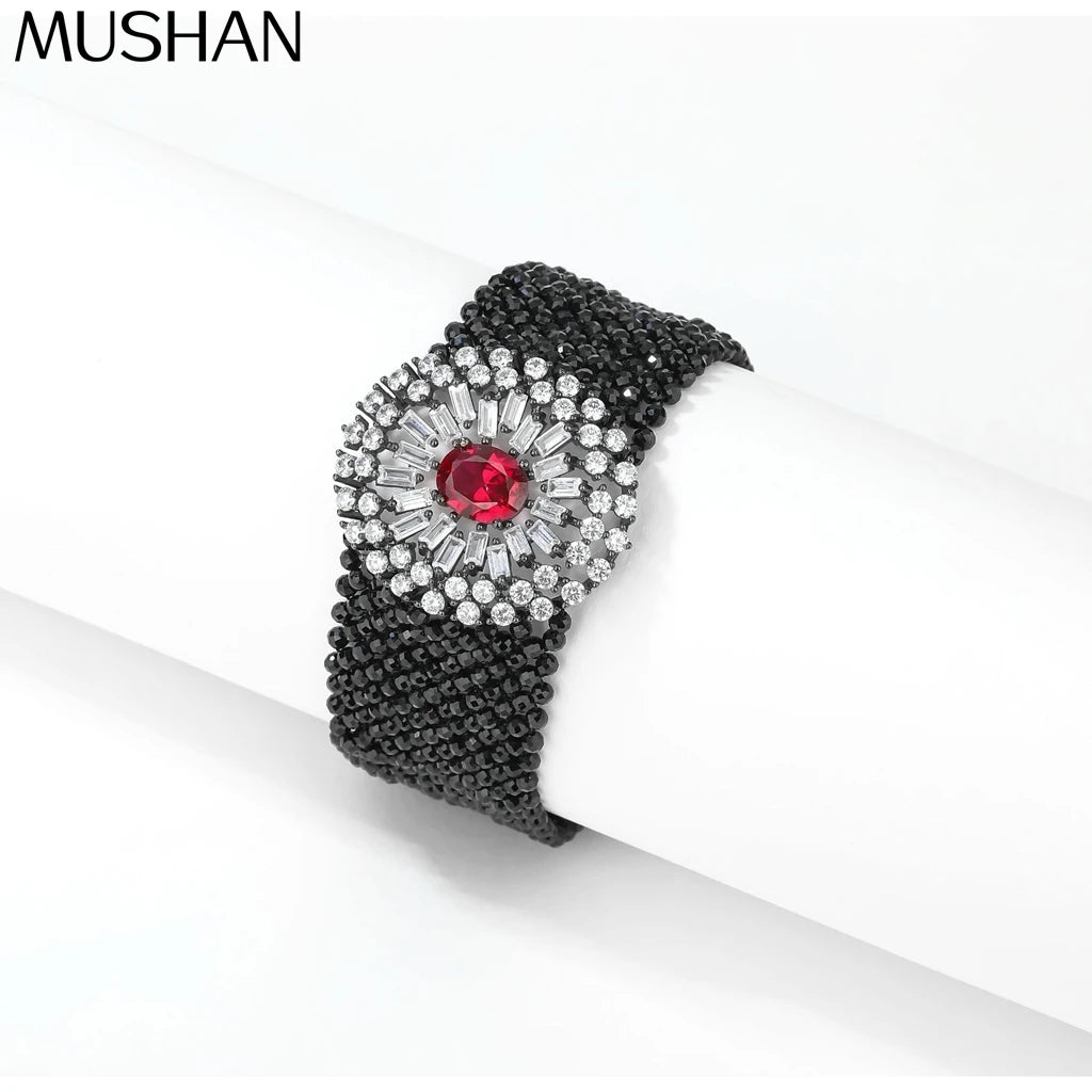 MuShan Jewelry 925 Sterling Silver Bangle 5A CZ Gemstones Designer HCD Gemstones Shiny 925 Sterling Silver Bracelet Accessories