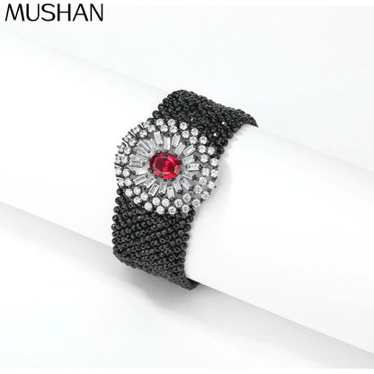 MuShan Jewelry 925 Sterling Silver Bangle 5A CZ Gemstones Designer HCD Gemstones Shiny 925 Sterling Silver Bracelet Accessories