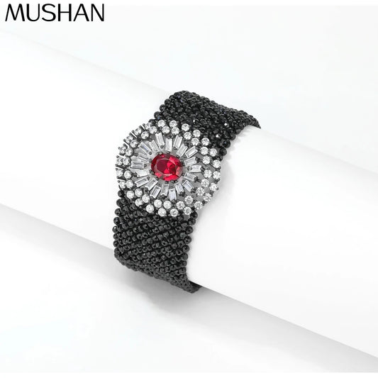 MuShan Jewelry 925 Sterling Silver Bangle 5A CZ Gemstones Designer HCD Gemstones Shiny 925 Sterling Silver Bracelet Accessories