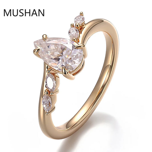 MUSHAN Luxury Custom 14K 18K Gold Rings Band Jewelry With Moissanite Diamond Lab Grown Gemstones Diamond Wedding Ring For Women