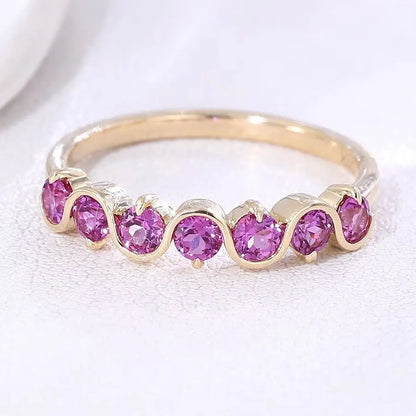 MUSHAN Custom Jewelry 10k 14k 18k Gold Rings Lab Grown Emerald Ruby Round Gemstones Ring for Women Party Wedding Fine Jewelry