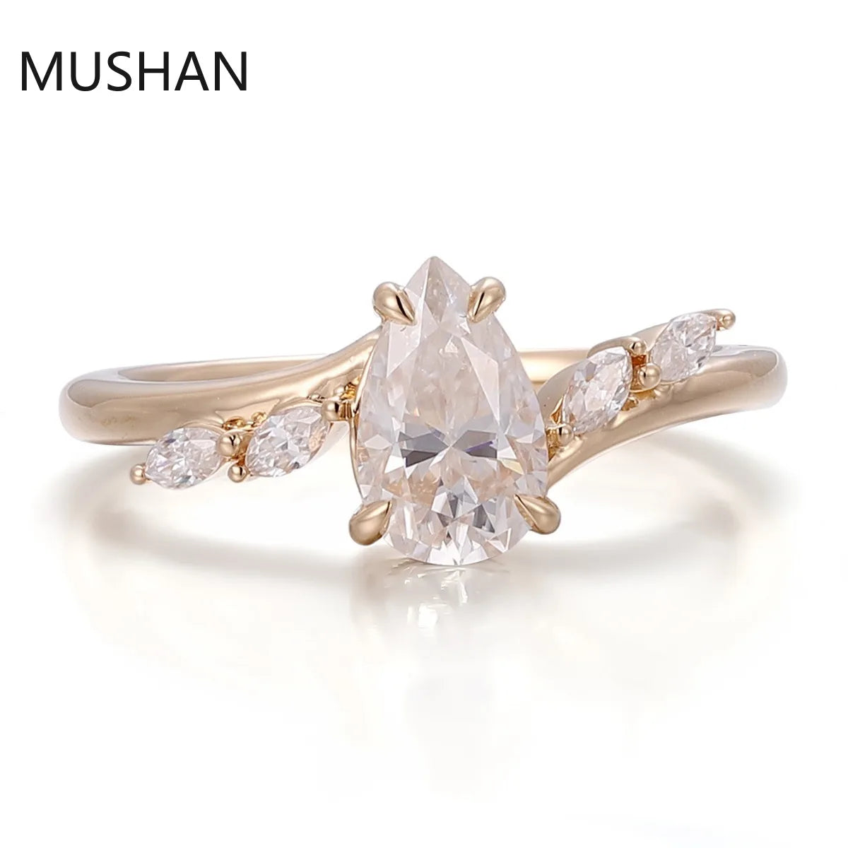 MUSHAN Bague de luxe personnalisée en or 14 carats 18 carats, bijou avec diamant moissanite et pierres précieuses de laboratoire, alliance pour femme