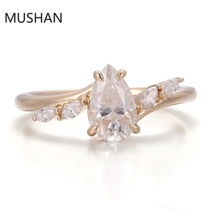 MUSHAN Bague de luxe personnalisée en or 14 carats 18 carats, bijou avec diamant moissanite et pierres précieuses de laboratoire, alliance pour femme