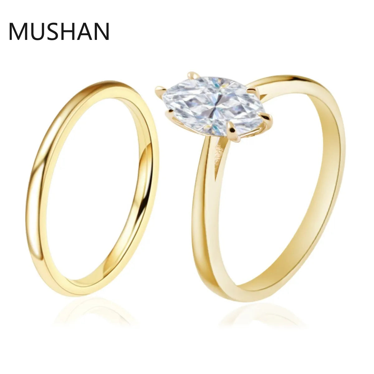 MUSHAN Luxury Custom 14K 18K Gold Rings Band Jewelry With Moissanite Diamond Lab Grown Gemstones Diamond Wedding Ring For Women