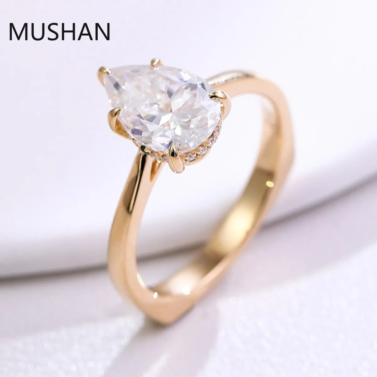 MUSHAN Luxury Custom 14K 18K Gold Rings Band Jewelry With Moissanite Diamond Lab Grown Gemstones Diamond Wedding Ring For Women