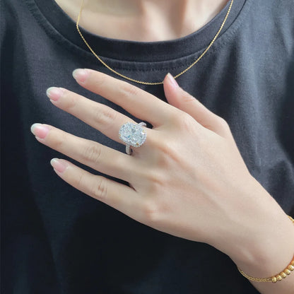 MuShan Designer Jewelry 925 Sterling Silver Ring GRA Certificate 10x14 10ct Moissanite Rings for Women 18K Gold Plated Jewelry
