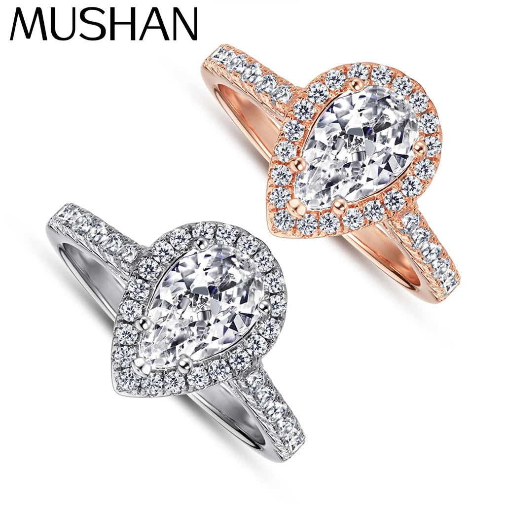 MuShan Jewelry 925 Sterling Silver Rings Bands Engagement Ring 7A Cubic Zirconia Valentine Classic Anniversary  Women Gift