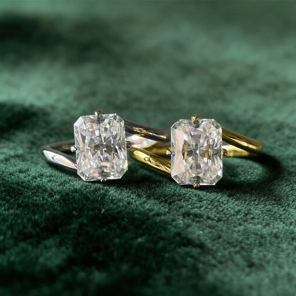 Anillo de joyería de lujo MUSHAN de plata de ley 925 para mujer, anillo de diamantes de moissanita con certificado GRA, esmeralda, color D, joyería fina