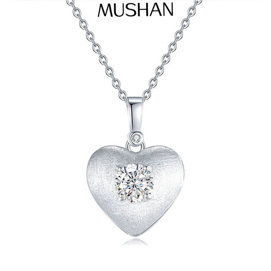 Collier avec pendentif en argent sterling 925 MuShan Jewelry, chaîne avec diamants HCD, cadeau de Saint-Valentin, style minimaliste, bijoux pour femmes