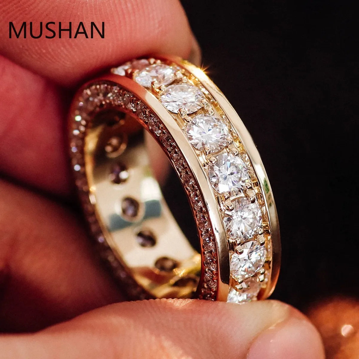 MUSHAN Luxury Custom 14K 18K Gold Rings Band Jewelry With Moissanite Diamond Lab Grown Gemstones Diamond Wedding Ring For Women