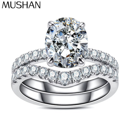 Anillo de plata de ley 925 de MuShan Luxury Jewelry, anillo encantador de moissanita VVS para esposa, bañado en oro auténtico de 18K, anillos con patente MST