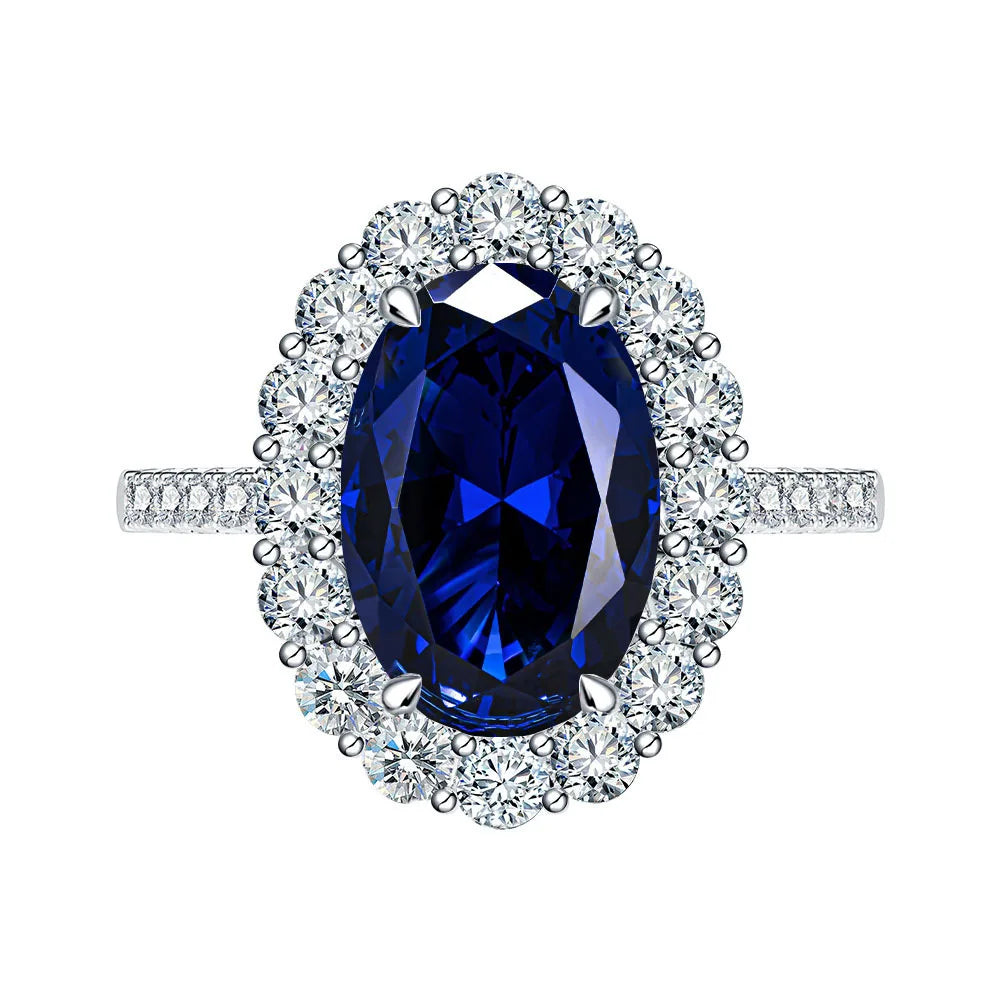 MUSHAN Luxury Jewelry 925 Sterling Silver Ring Band For Women 4.4 Carat 8*12mm Blue Oval Gemstones Sapphire Rings Fine Jewelry