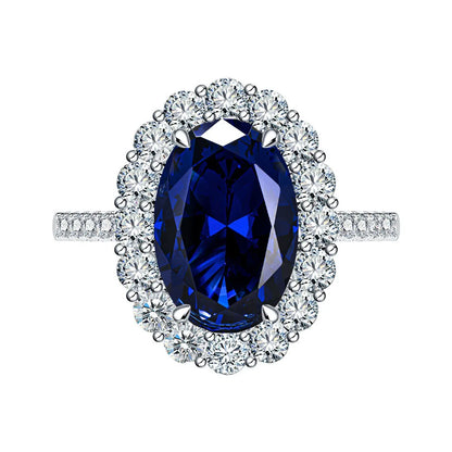 MUSHAN Luxury Jewelry 925 Sterling Silver Ring Band For Women 4.4 Carat 8*12mm Blue Oval Gemstones Sapphire Rings Fine Jewelry