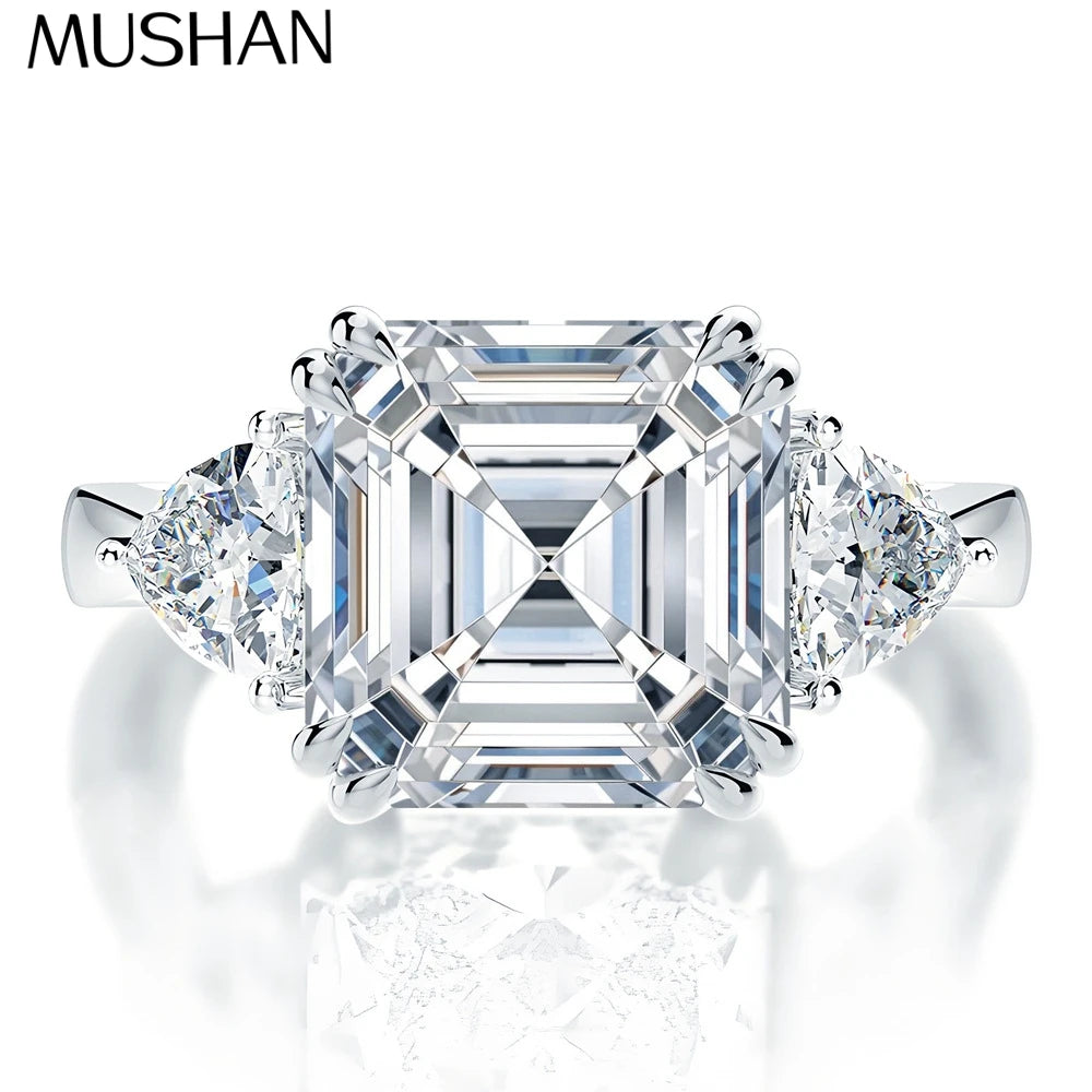 MuShan Jewelry 925 Sterling Silver Ring Wedding Band 5ct Moissanite Diamond Rings Jewelry D Color VVS1 Level GAR Cerfitiface