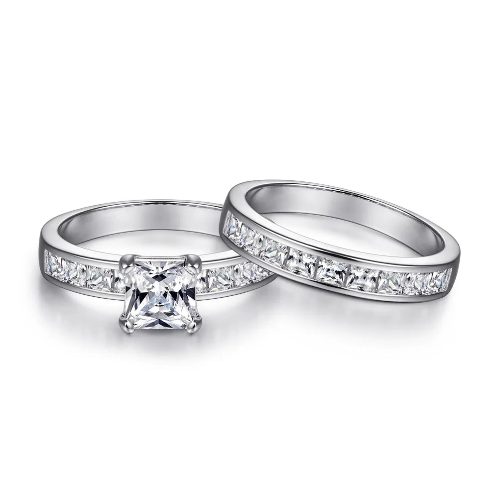 MuShan Jewelry 925 Sterling Silver Romantic Engagement Ring 7A Cubic Zirconia  Women Rings Bands Anniversary  Women Gift