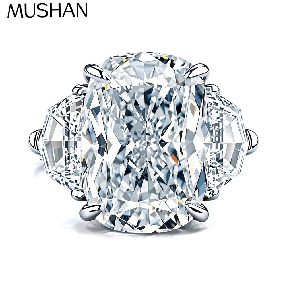 Anillo de plata de ley 925 de la marca MuShan, anillo de compromiso con moissanita VVS para amiga, chapado en oro de 18K, joyería con patente MST