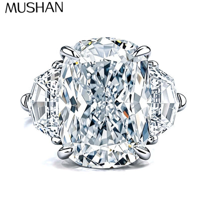 Anillo de plata de ley 925 de la marca MuShan, anillo de compromiso con moissanita VVS para amiga, chapado en oro de 18K, joyería con patente MST