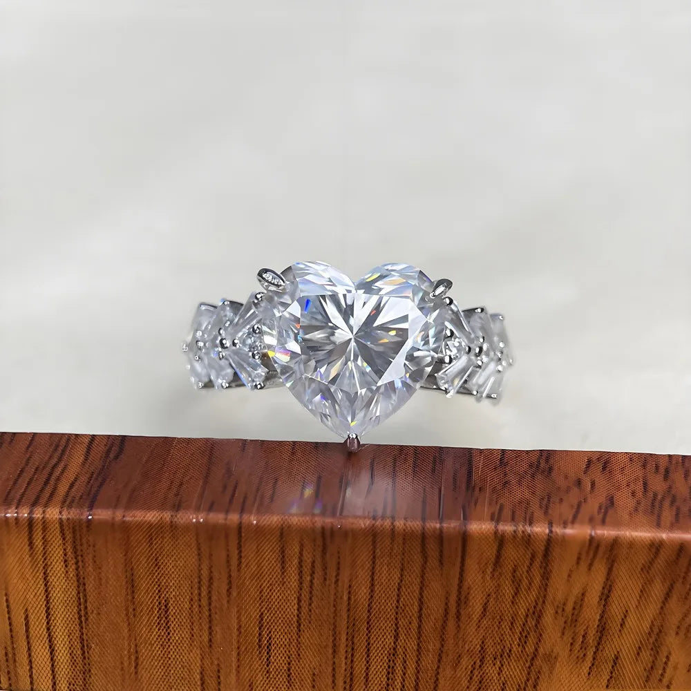 Bague MUSHAN Luxury Jewelry en argent sterling 925 pour femme, diamant moissanite taille émeraude certifié GRA, couleur D, joaillerie fine