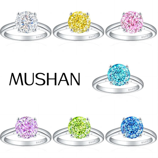 MuShan Jewelry 925 Sterling Silver Ring Wedding Band HCD Gemstones Minimalist Style Statement Jewelry Women Rings Fine Jewelry