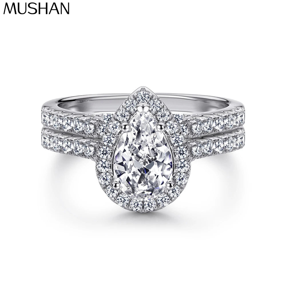 Bague MuShan en argent sterling 925 avec oxyde de zirconium triangulaire 5A, style décontracté pour femme, plaqué or véritable, bijoux fins