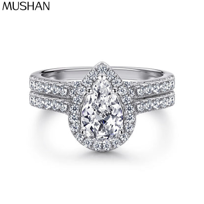 Bague MuShan en argent sterling 925 avec oxyde de zirconium triangulaire 5A, style décontracté pour femme, plaqué or véritable, bijoux fins