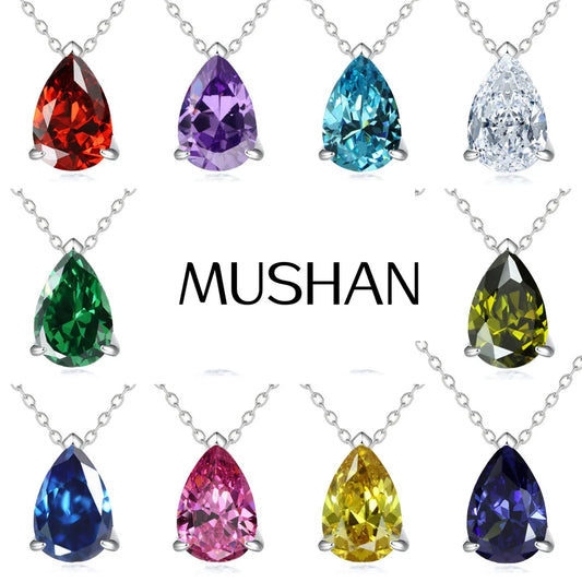 MuShan Brand Jewelry 925 Sterling Silver Necklace Zircon 7A Classic Bridal Party Ladies Real Gold Plated Premium Jewelry Pendant